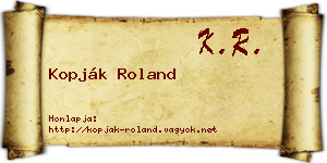 Kopják Roland névjegykártya