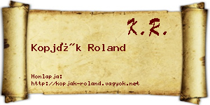 Kopják Roland névjegykártya
